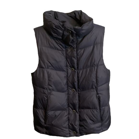 Dylan Puffer Vest Women's Sz M Navy Blue Sherpa Lined Down Zipped Pockets Snap - Picture 4 of 8